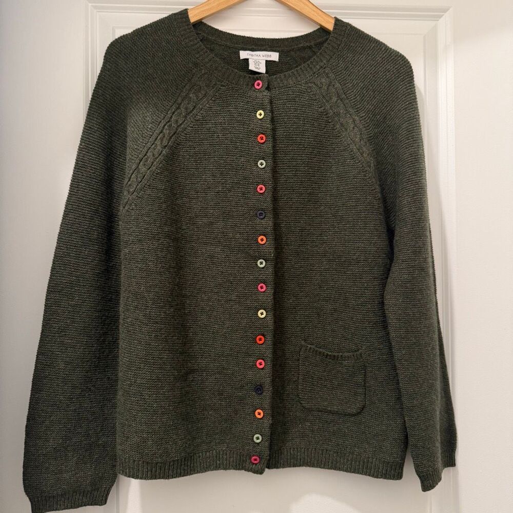 Tabitha Webb Dark Green Cardigan Sweater Size XL